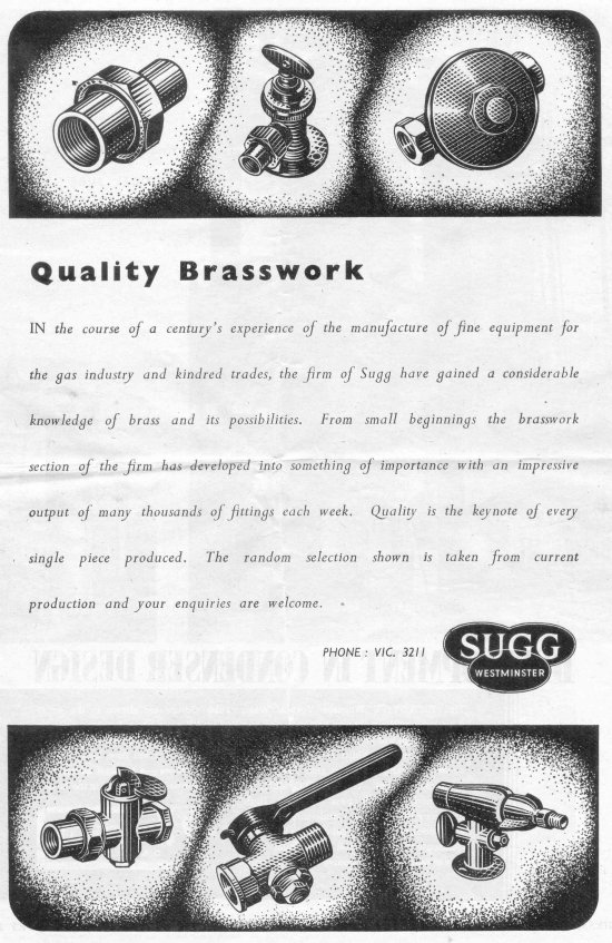 Brasswork Advt, Gas Journal July 2 1947 550 w