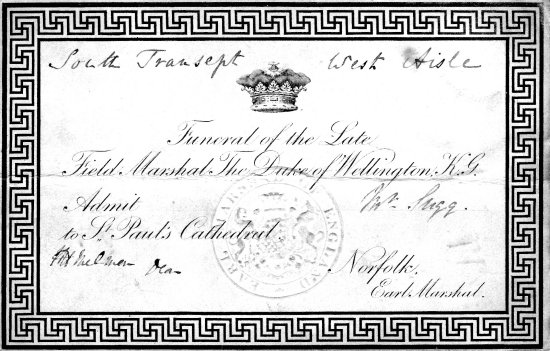 Invite to Funeral Duke of Wellington 14.9.1852 550 w