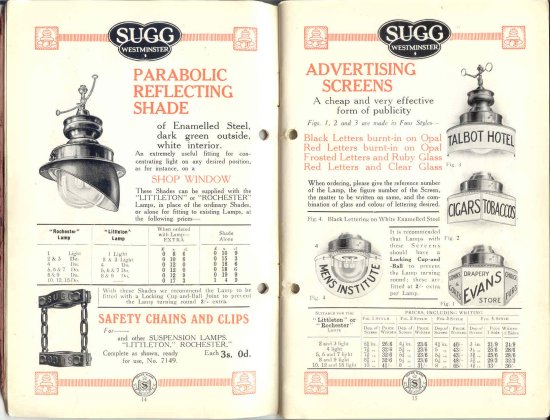 List 11 1931-2 14 & 15 Roch & Litt Parabolic shades & Advertising screens 550